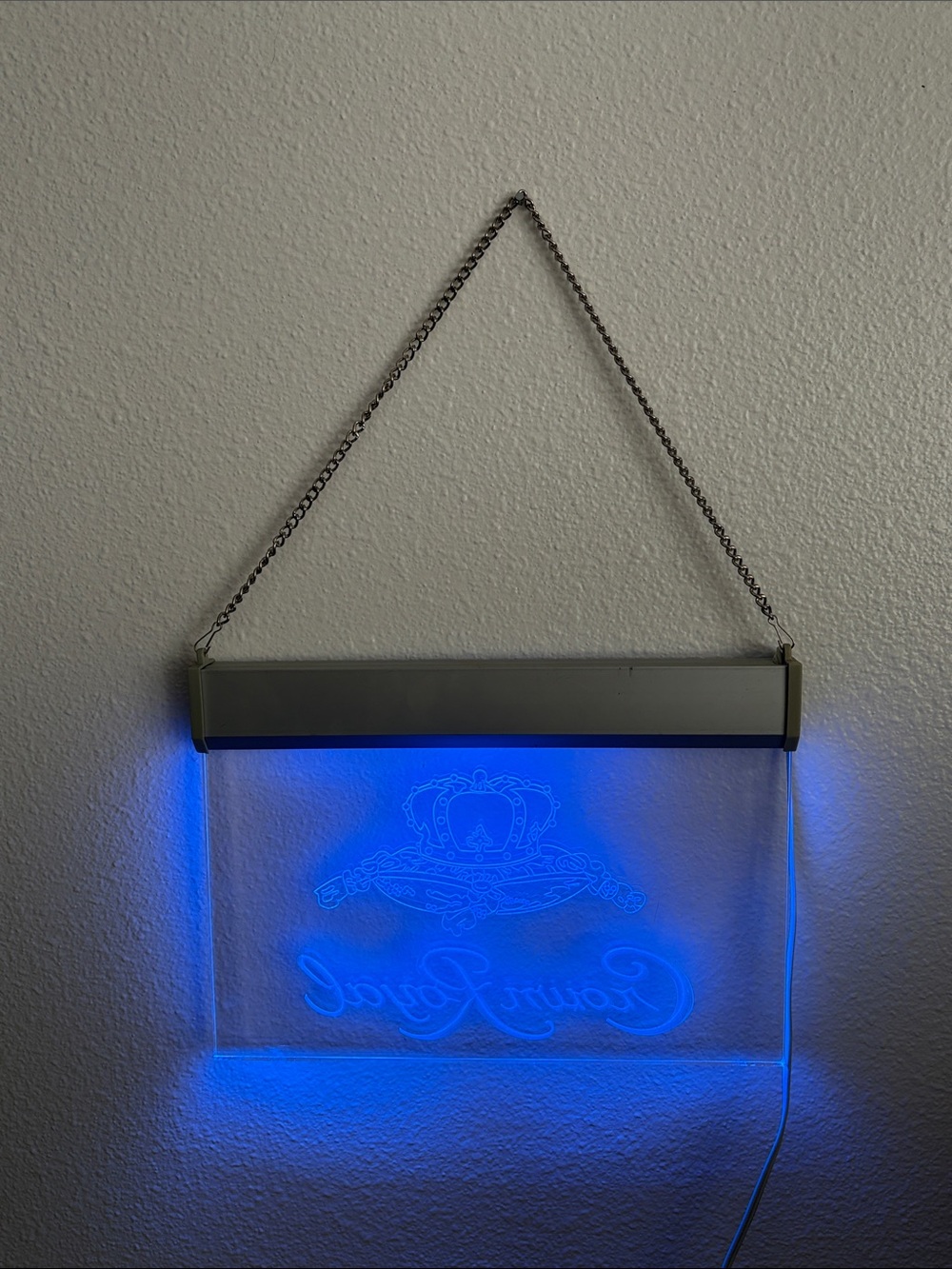 Crown Royal Blue LED Light Up Hanging Bar Sign Acrylic Plexiglass 110V - Picture 3 of 8